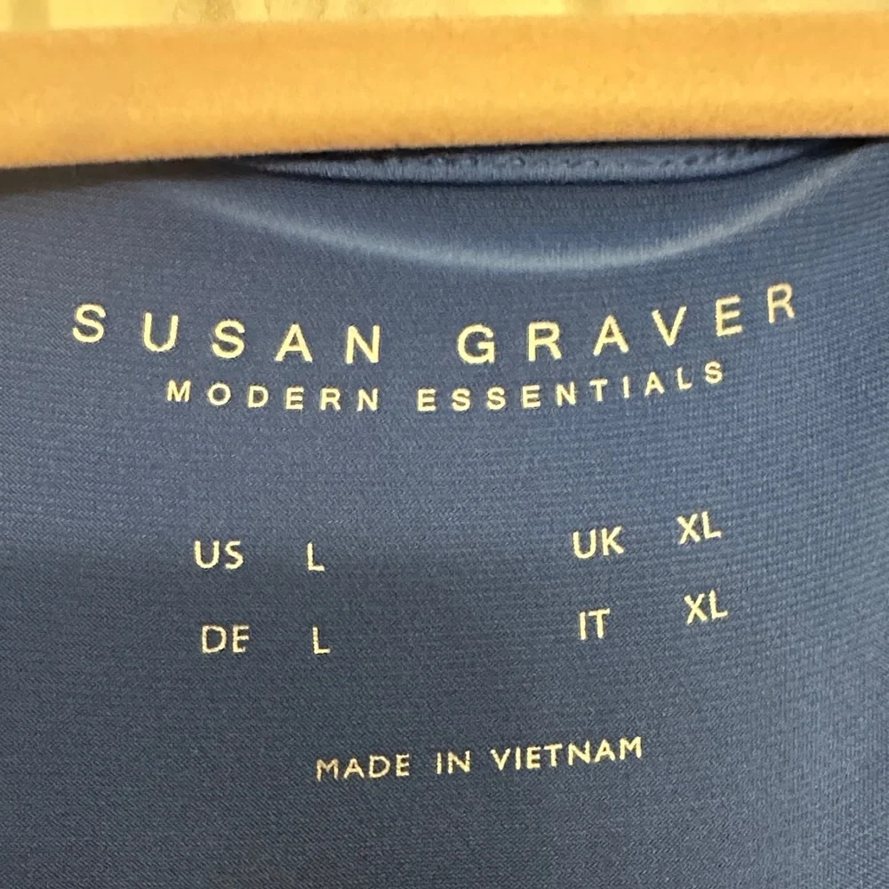 Susan Graver Set of 2 White and Blue Short Sleeve Tops - Picture 2 of 4